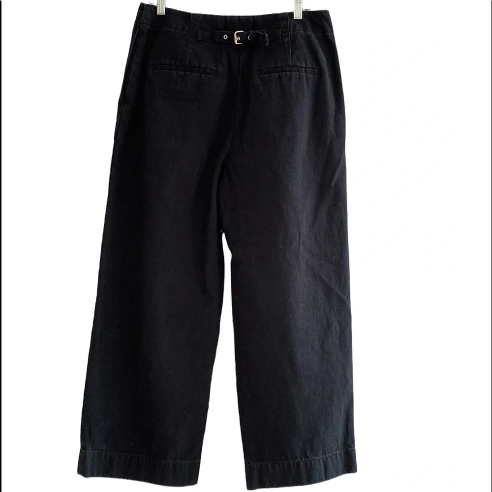 Club Monaco Nordstrom black wide leg cotton jeans Cinch belt back NEW S 10 C